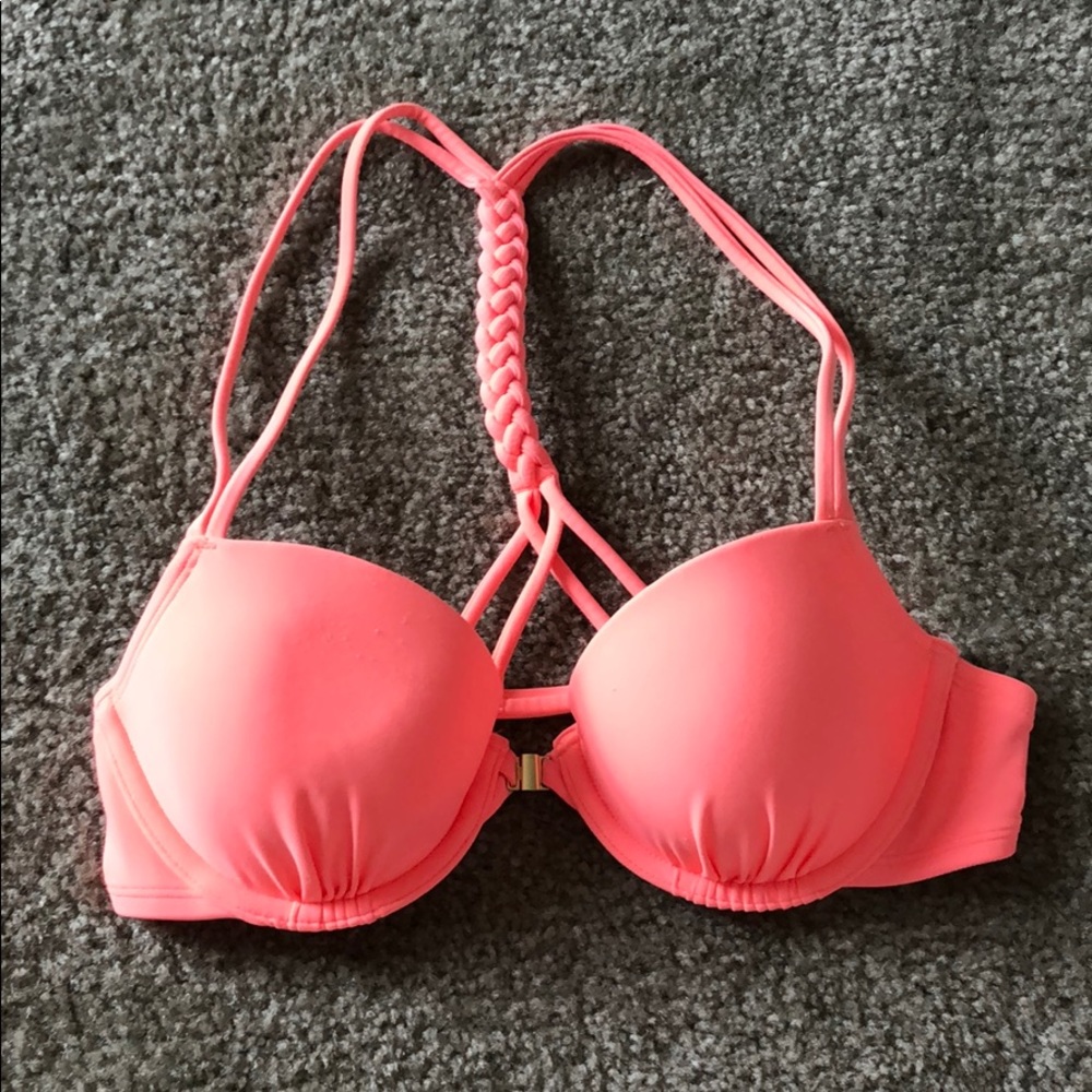 Pink/Coral braided bikini top